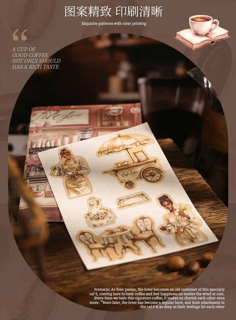 20pcs/1lot kawaii Stationery Sticker The Story of the Coffee Shop  Planner junk journal Decorative Scrapbooking Craft Sticker