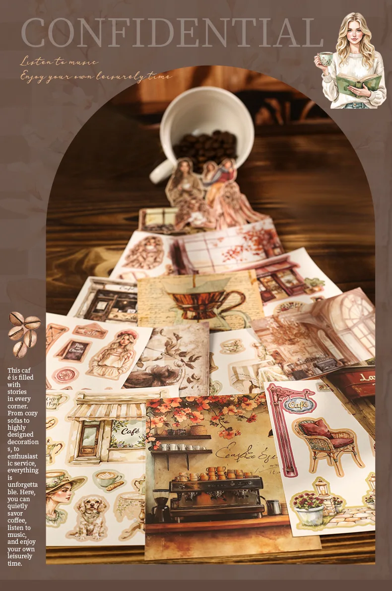 20pcs/1lot kawaii Stationery Sticker The Story of the Coffee Shop  Planner junk journal Decorative Scrapbooking Craft Sticker