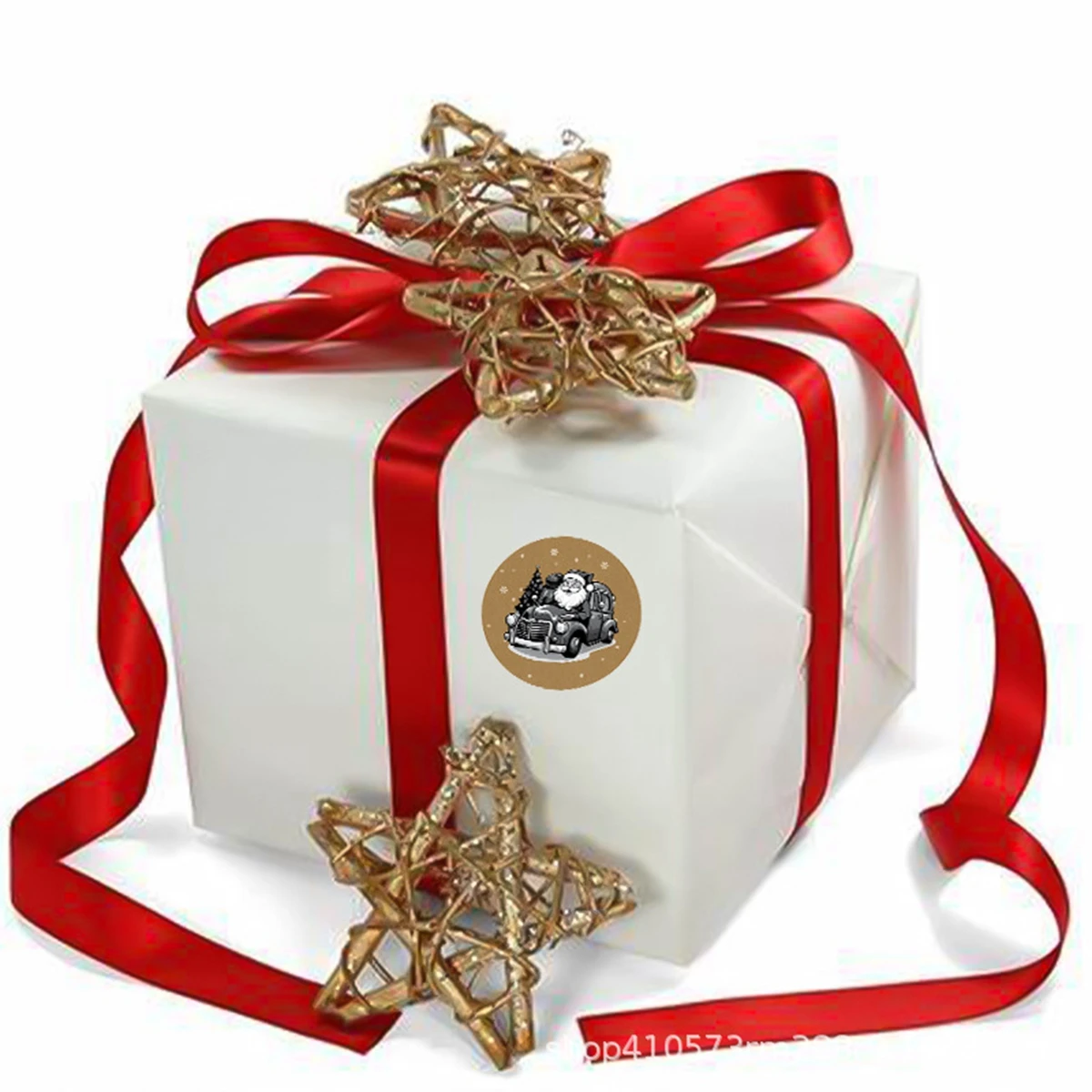 500pcs/ROLL Kraft Paper Christmas Stickers New Year Thank You Stickers Christmas Decoration for Card Gift Box Package 1inch