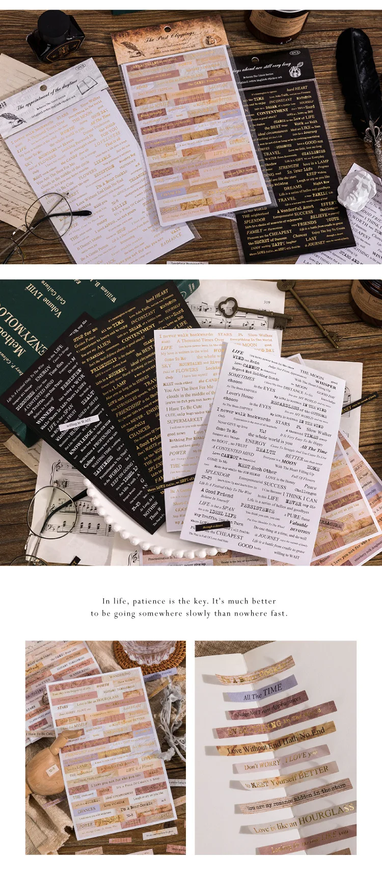 4 Sheets Vintage English Poetry Series Sticker Pack Past Memories Decorative Scrapbooking Material Label Diary Journal Planner