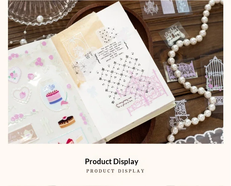 JIANWU Vintage Lace Flower Fence Landscape Material Collage Scrapbooking PVC Transfer Sticker Creative DIY Journal Stationery
