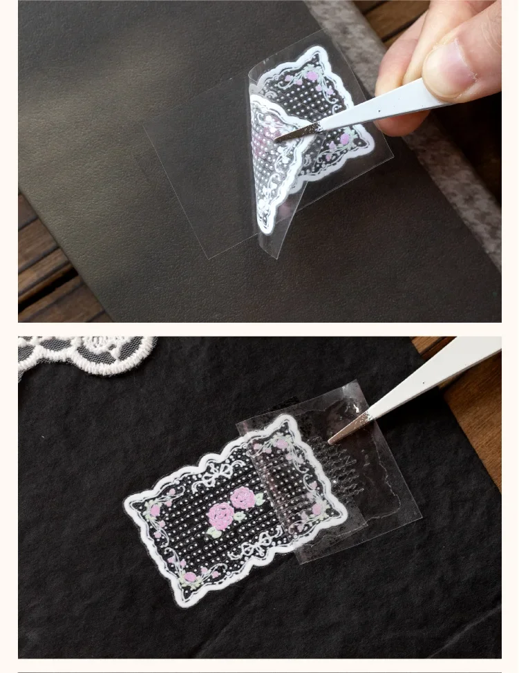 JIANWU Vintage Lace Flower Fence Landscape Material Collage Scrapbooking PVC Transfer Sticker Creative DIY Journal Stationery