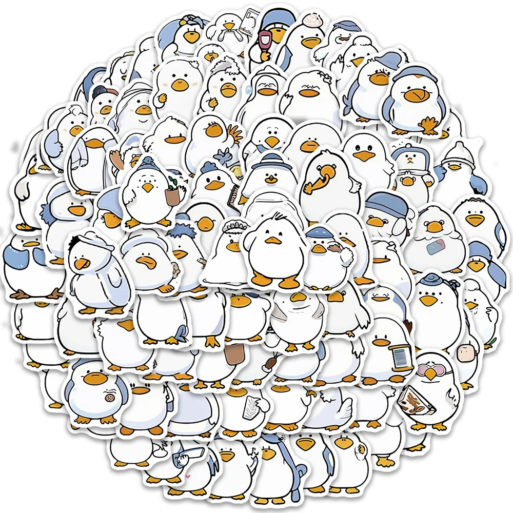 100PCS Cartoon Duck Stickers Cute Creative Simple Handheld Account Material Phone Case Laptop Luggage Water Cup Waterproof