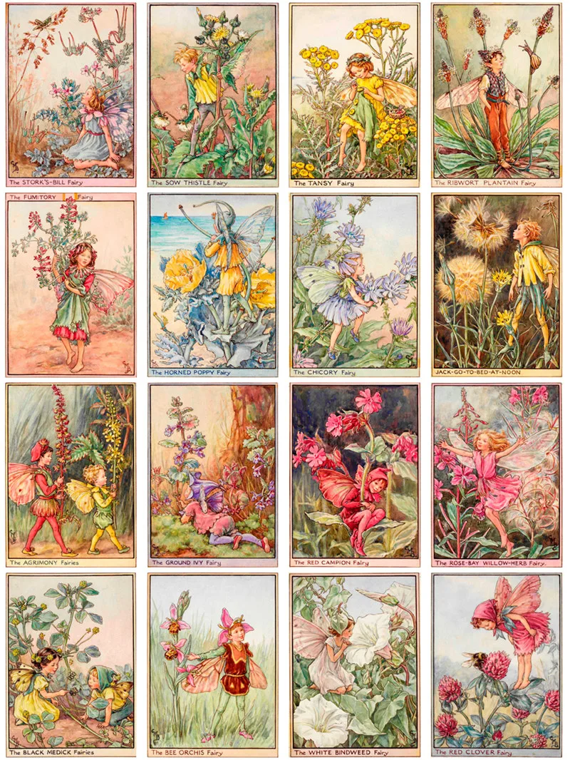 16Pcs/Pack Vintage Retro Garden Elf Fairy Sticker DIY Craft Scrapbooking Album Junk Journal Decorative Stickers
