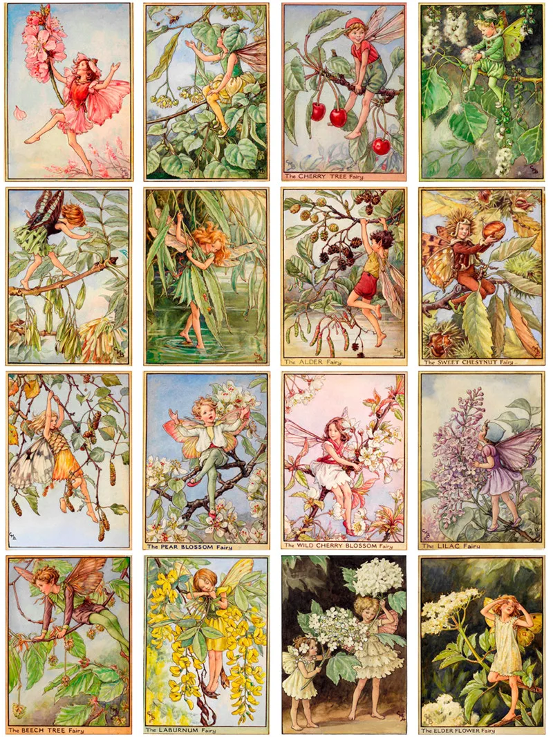16Pcs/Pack Vintage Retro Garden Elf Fairy Sticker DIY Craft Scrapbooking Album Junk Journal Decorative Stickers