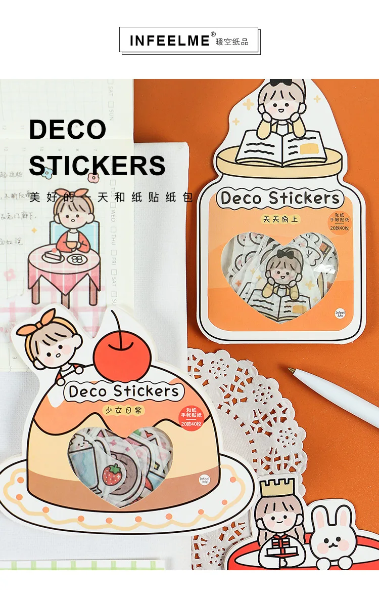 40pcs /1lot Kawaii Stationery Stickers good day series Diary Decorative Mobile Stickers Scrapbooking DIY Craft Stickers