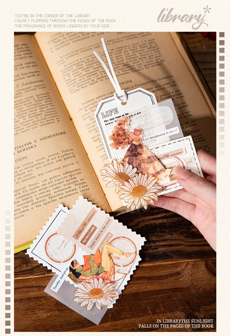 10pcs/lot Kawaii Stationery Stickers library girl Diary Decorative Mobile Stickers Scrapbooking DIY Craft Stickers