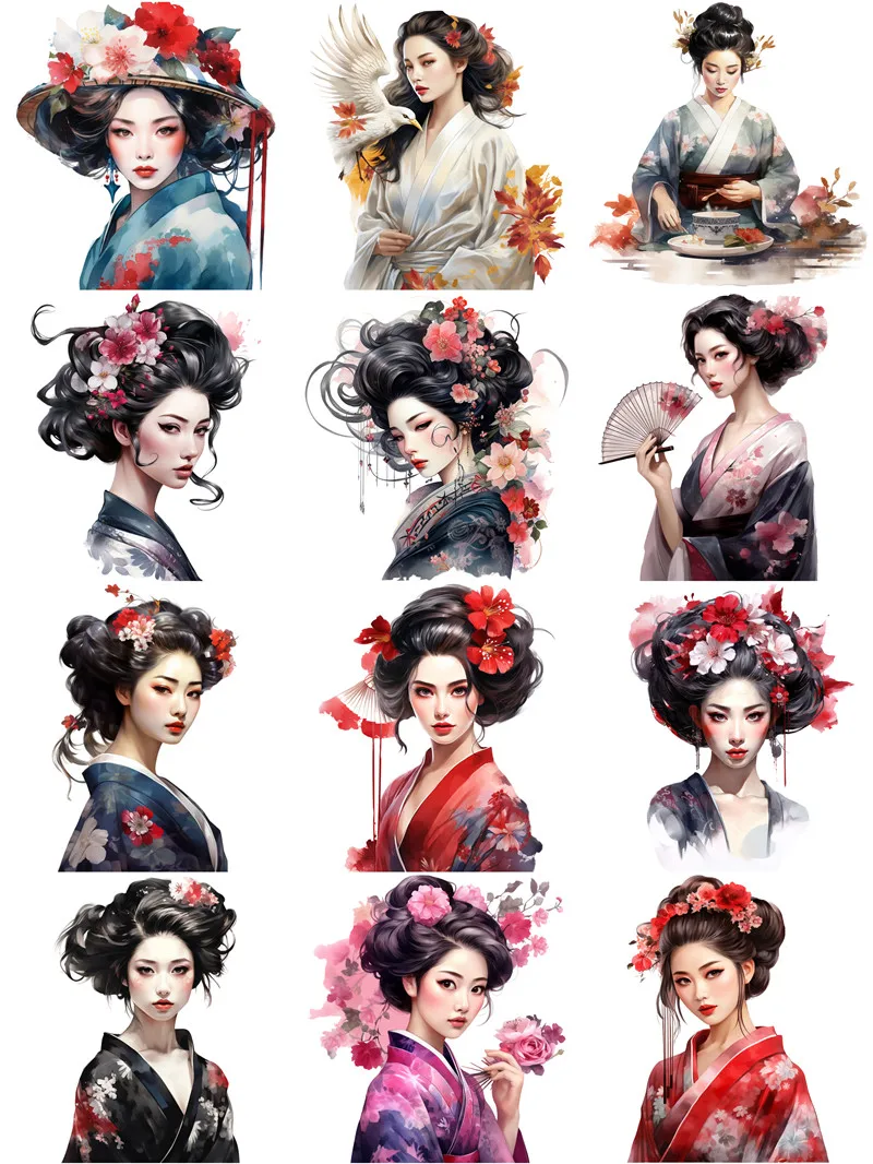 12Pcs/Pack Japanese Girls Sticker DIY Craft Scrapbooking Album Junk Journal Decorative Stickers