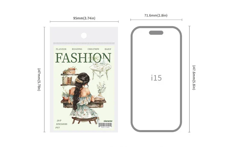 JIANWU Planner's Daily Series Vintage Character Landscaping Material Collage PET Sticker Creative DIY Journal Stationery