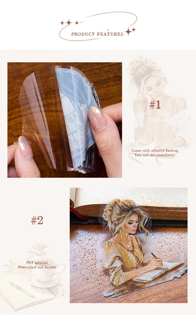 JIANWU Planner's Daily Series Vintage Character Landscaping Material Collage PET Sticker Creative DIY Journal Stationery