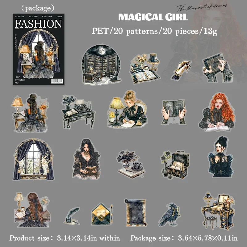 JIANWU Planner's Daily Series Vintage Character Landscaping Material Collage PET Sticker Creative DIY Journal Stationery