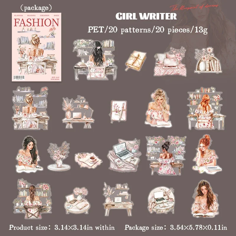 JIANWU Planner's Daily Series Vintage Character Landscaping Material Collage PET Sticker Creative DIY Journal Stationery