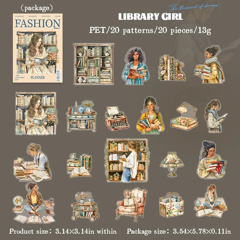 JIANWU Planner's Daily Series Vintage Character Landscaping Material Collage PET Sticker Creative DIY Journal Stationery