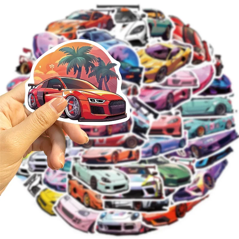 10/30/50PCS Fresh Racing PVC Sticker Aesthetic Colorful Decoration Scrapbooking DIY Korean Stationery School Supplies