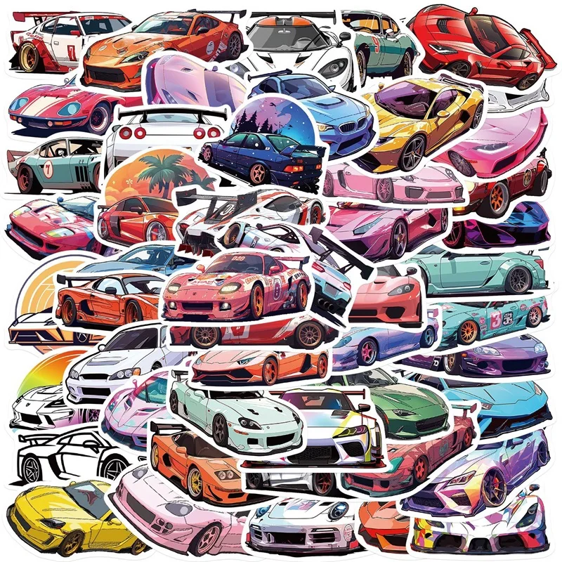 10/30/50PCS Fresh Racing PVC Sticker Aesthetic Colorful Decoration Scrapbooking DIY Korean Stationery School Supplies