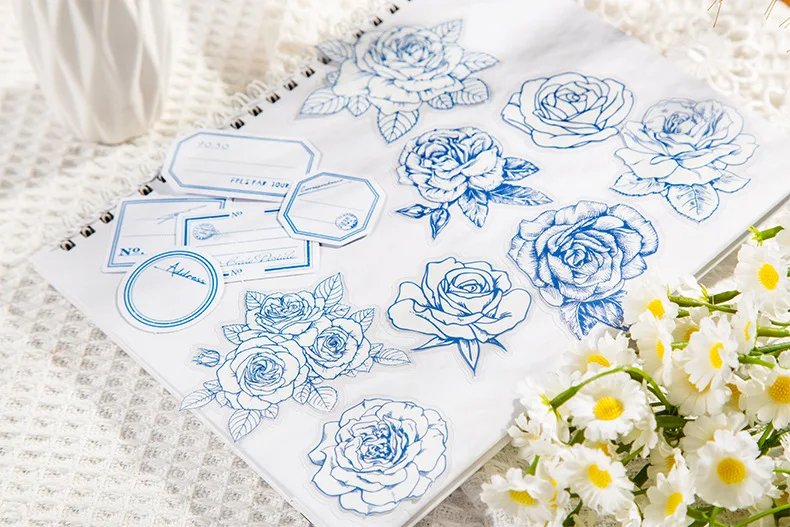 40pcs/lot Kawaii Scrapbook Stickers Vintage Bloom period Junk Journal Gold Planner Stationery Sticker Planner Decorative sticker