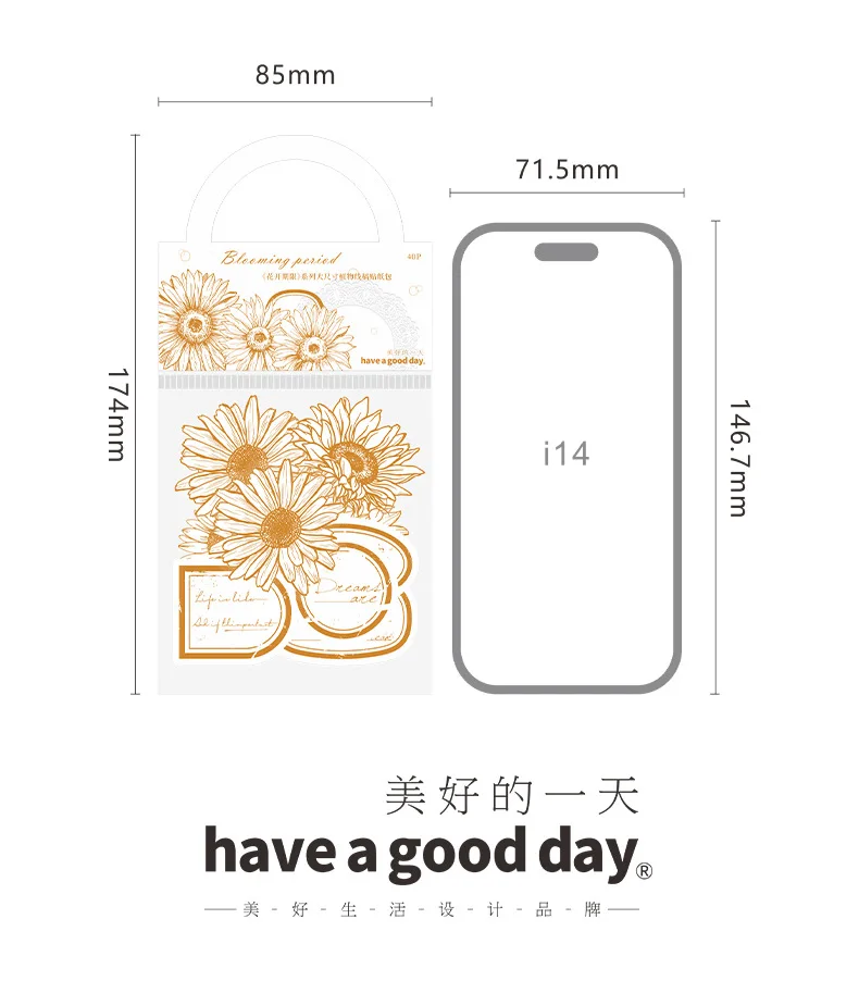 40pcs/lot Kawaii Scrapbook Stickers Vintage Bloom period Junk Journal Gold Planner Stationery Sticker Planner Decorative sticker