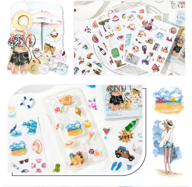10pcs/1lot Kawaii Scrapbook Stickers Comfortable life Junk Journal Gold Planner Stationery Planner Decorative
