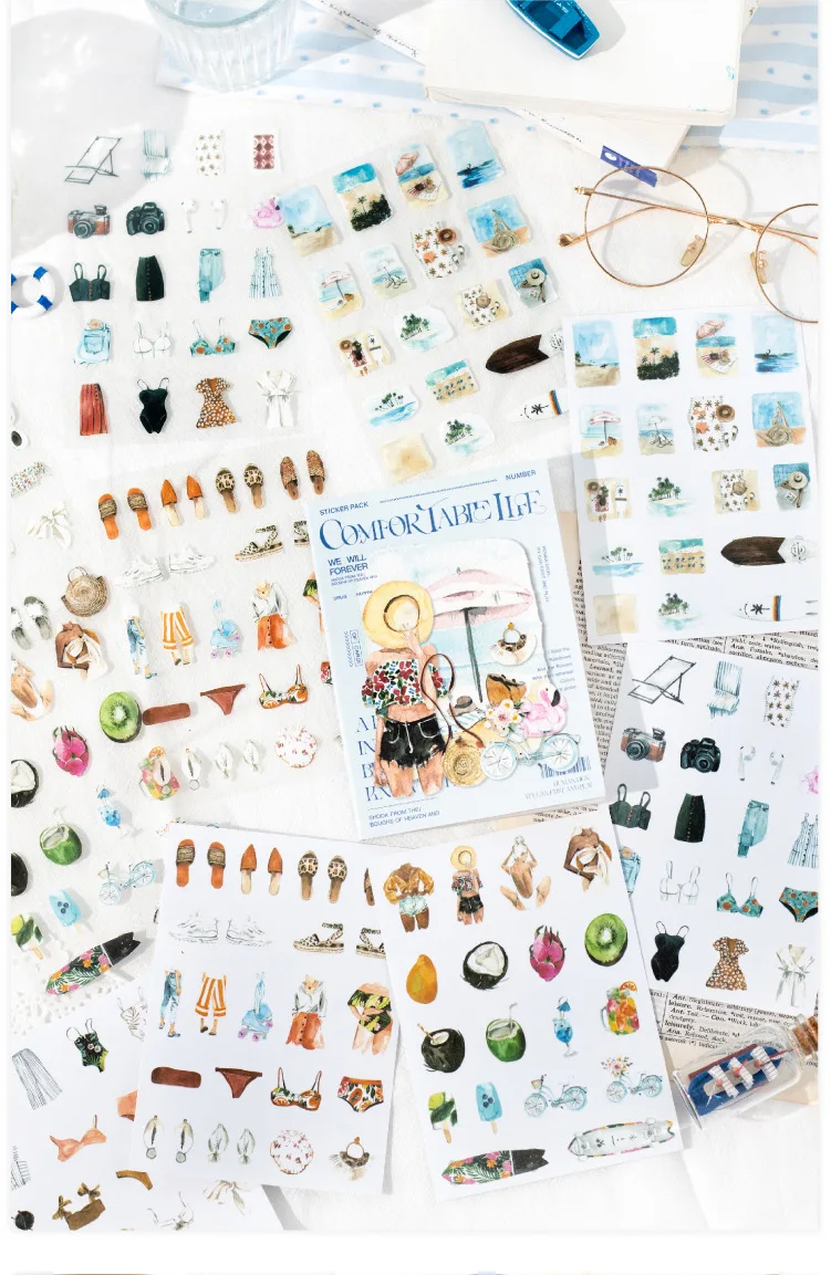 10pcs/1lot Kawaii Scrapbook Stickers Comfortable life Junk Journal Gold Planner Stationery Planner Decorative