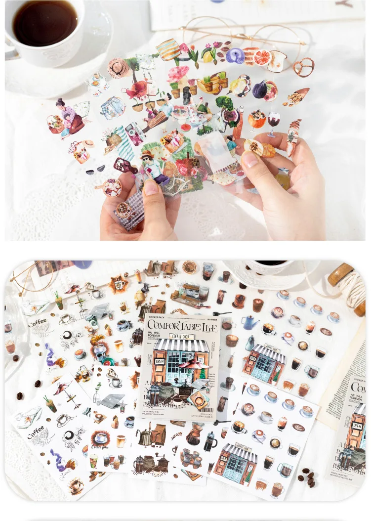 10pcs/1lot Kawaii Scrapbook Stickers Comfortable life Junk Journal Gold Planner Stationery Planner Decorative