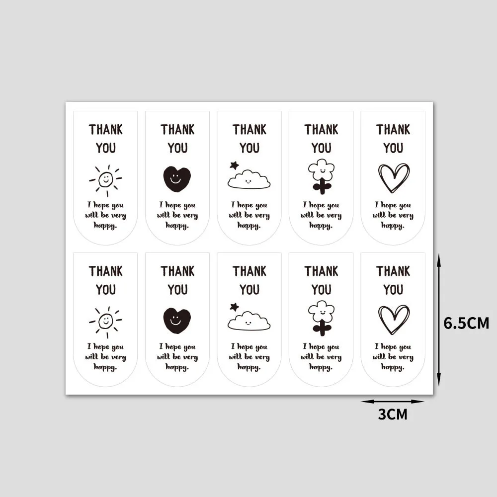 100pcs Cute Thank You Stickers for Small Business Packaging Sticker Gift Box Decor Open Me Stickers 3*6.5CM