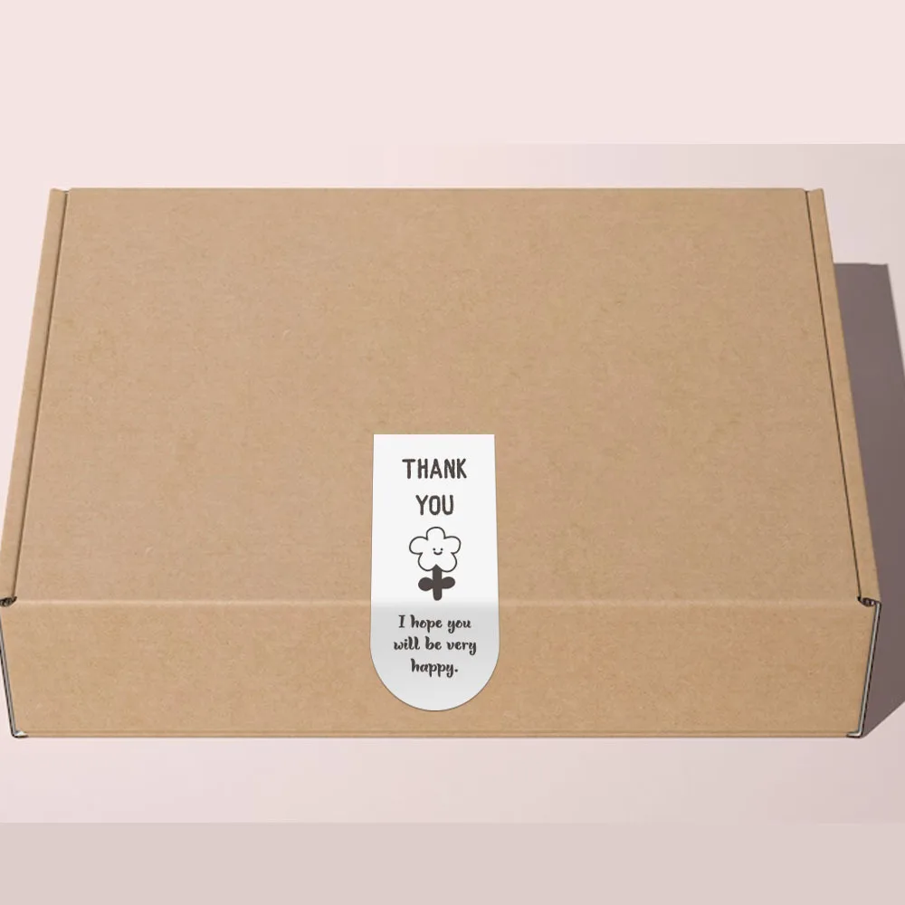 100pcs Cute Thank You Stickers for Small Business Packaging Sticker Gift Box Decor Open Me Stickers 3*6.5CM