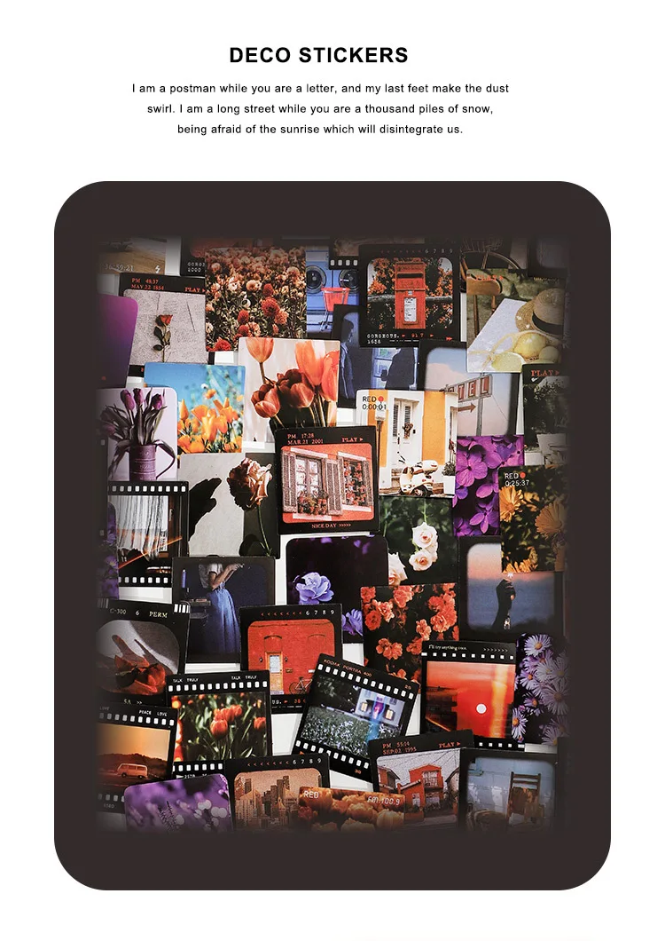 46 Pcs Sunset Film Landscape Decorative Stickers Retro Flower Scrapbooking Label Diary Stationery Album Phone Journal Planner