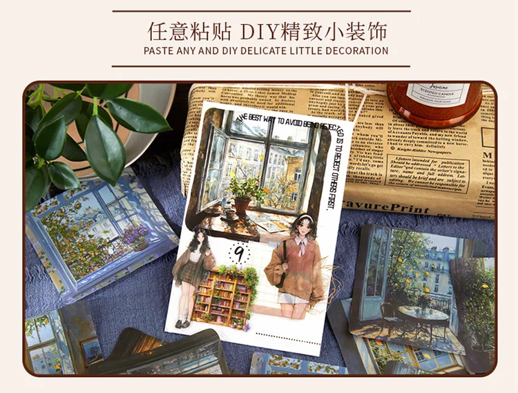 20pcs/1lot Kawaii Scrapbook Sticker Picture Window Scrapbooking Supplies Planner Decorative Stationery Sticker