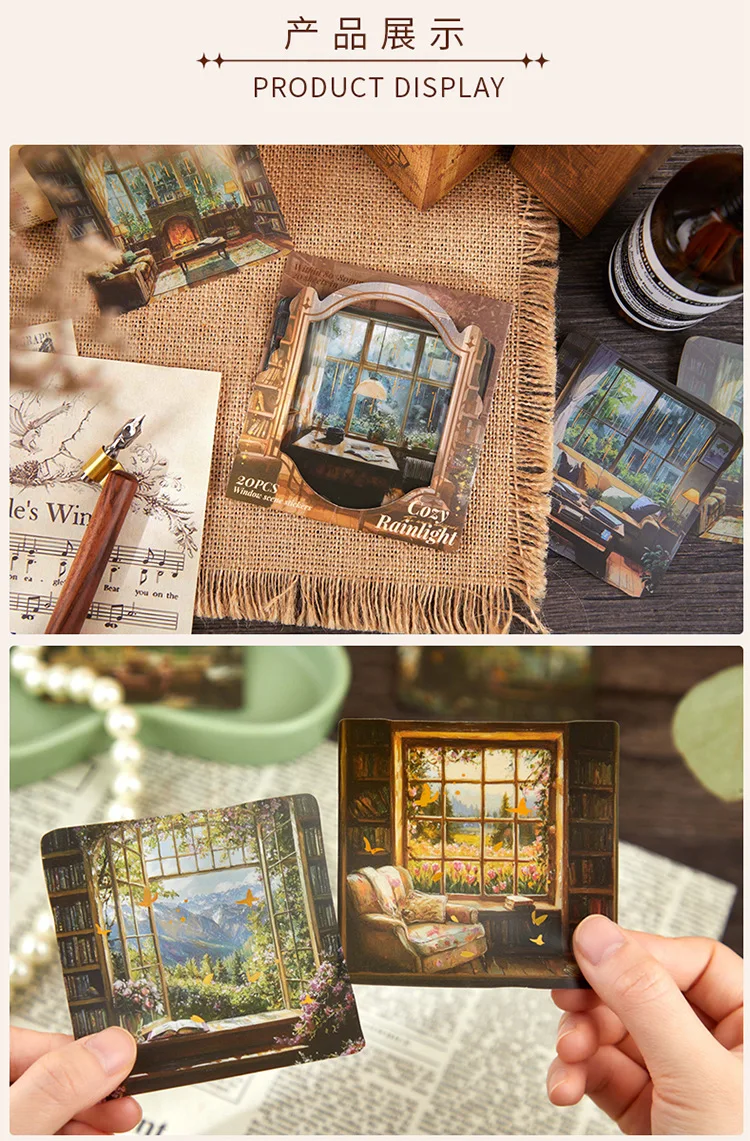 20pcs/1lot Kawaii Scrapbook Sticker Picture Window Scrapbooking Supplies Planner Decorative Stationery Sticker