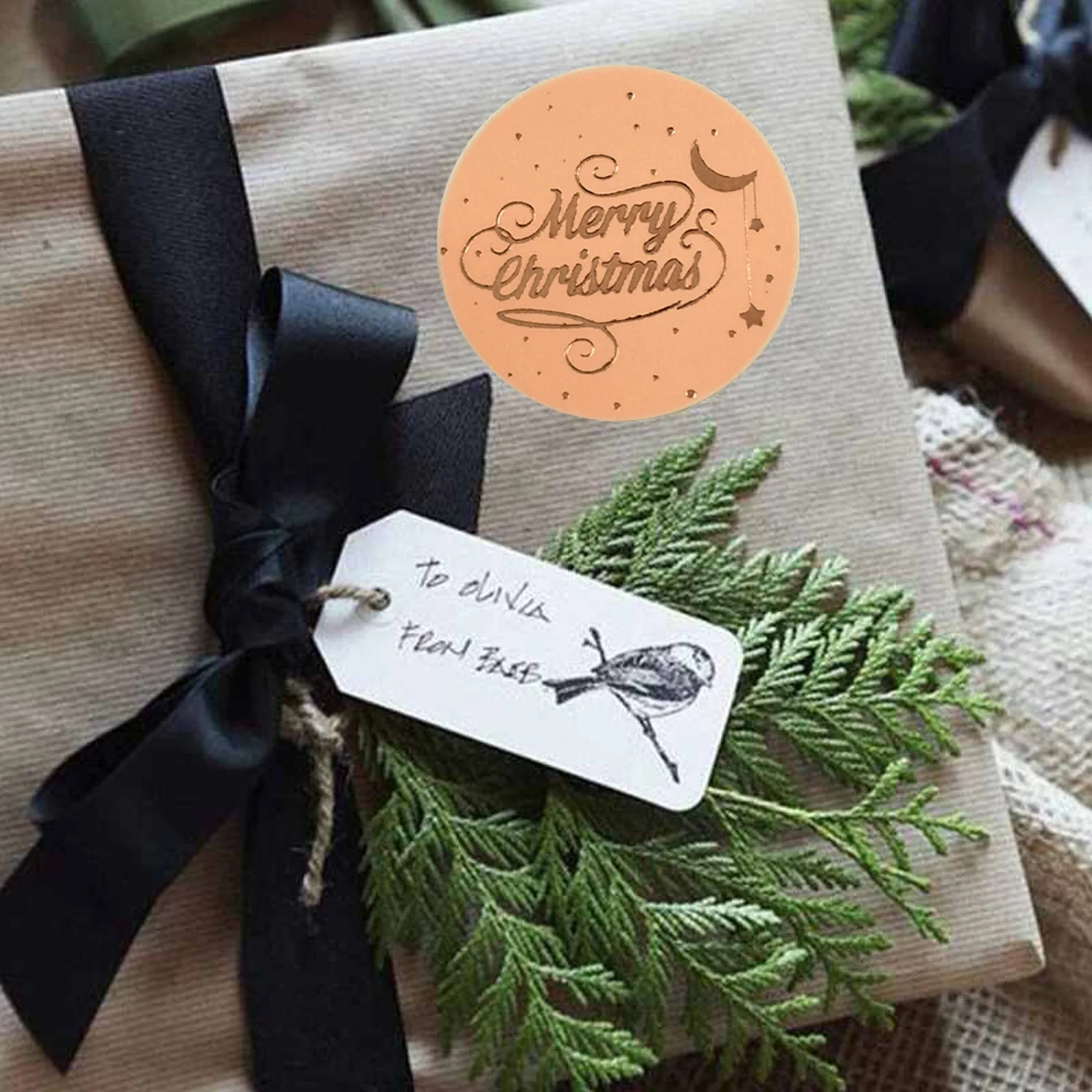 50-500Pcs Christmas Tree Santa Claus Merry Christmas Stickers 2.5cm Thank You Stickers for Gift Sealing Holiday Candy Bag Decor