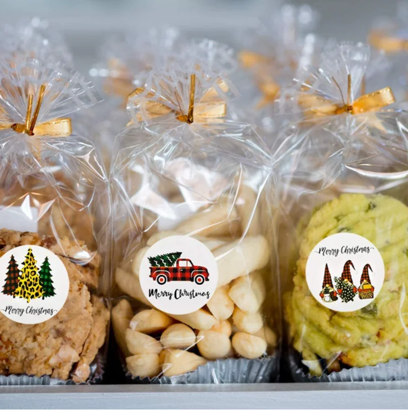 50-500Pcs Christmas Tree Santa Claus Merry Christmas Stickers 2.5cm Thank You Stickers for Gift Sealing Holiday Candy Bag Decor