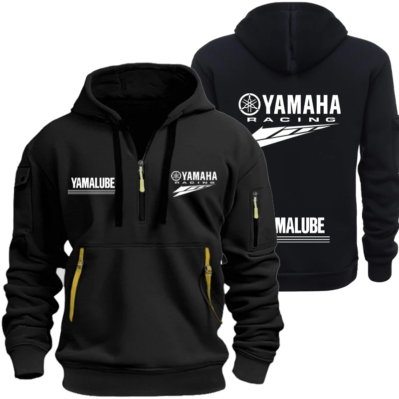 Yamaha Spring/Autumn Men's Hooded Sweater with Zipper and Multiple Pockets Crewneck Shirt Men's Outdoor Sports Leisure Hoodie