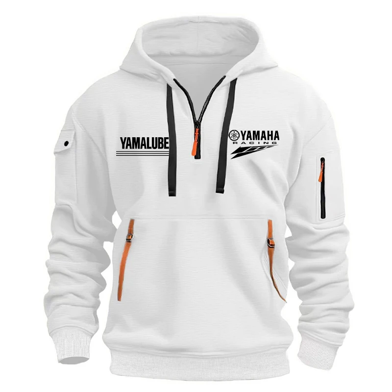Yamaha Spring/Autumn Men's Hooded Sweater with Zipper and Multiple Pockets Crewneck Shirt Men's Outdoor Sports Leisure Hoodie