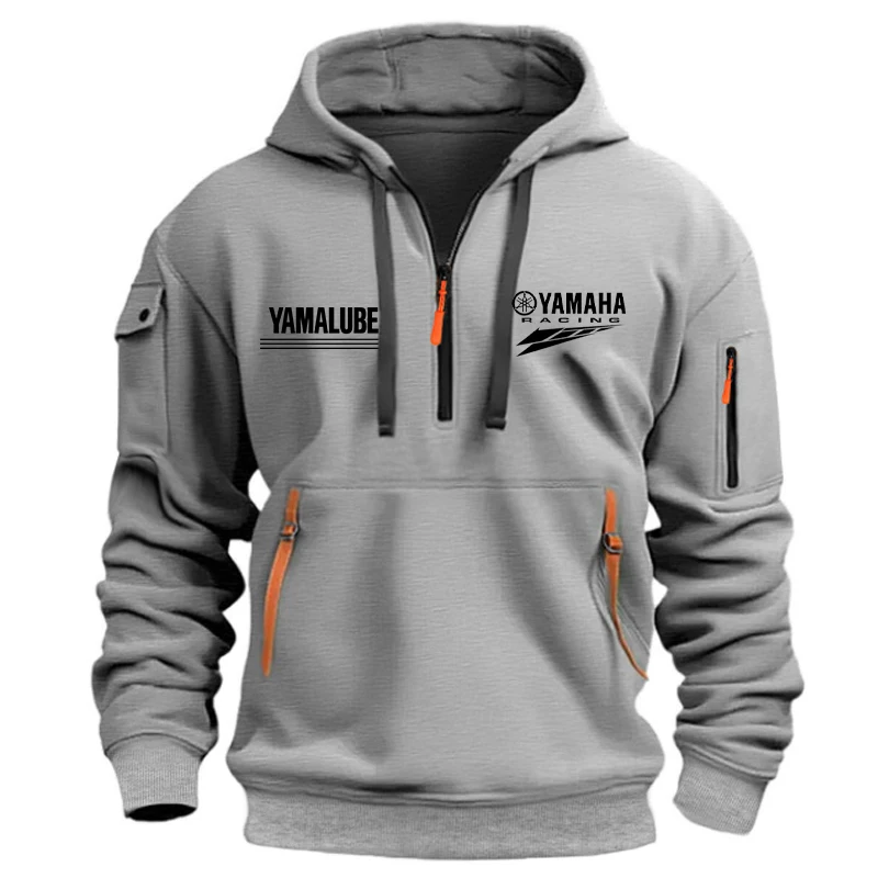 Yamaha Spring/Autumn Men's Hooded Sweater with Zipper and Multiple Pockets Crewneck Shirt Men's Outdoor Sports Leisure Hoodie