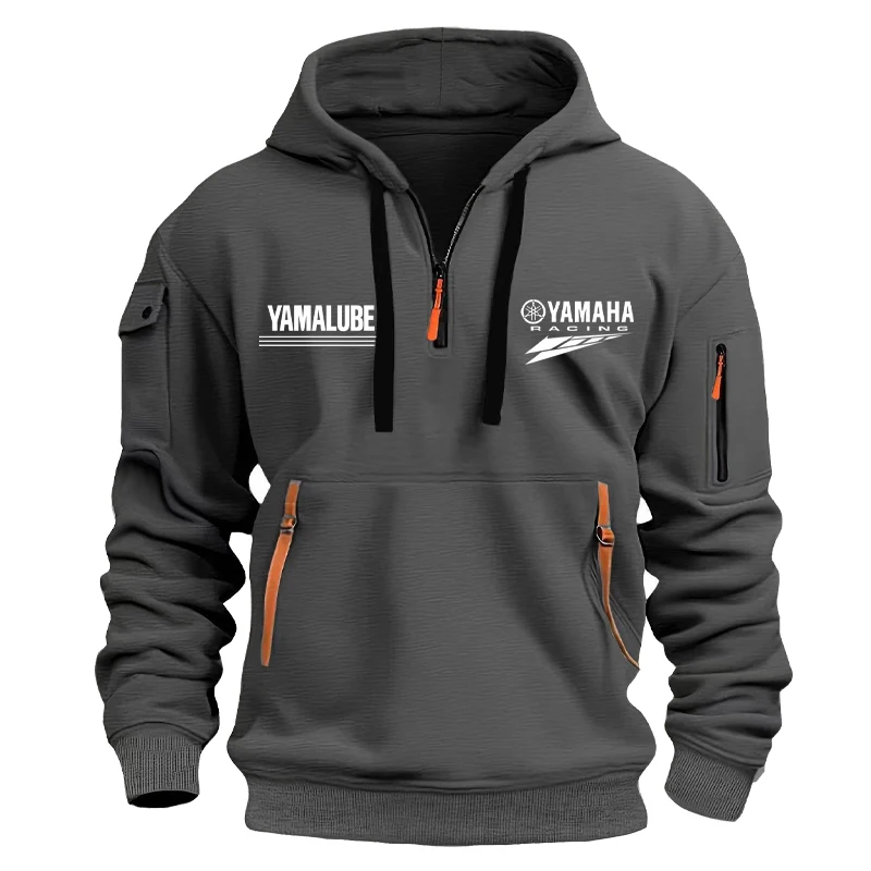 Yamaha Spring/Autumn Men's Hooded Sweater with Zipper and Multiple Pockets Crewneck Shirt Men's Outdoor Sports Leisure Hoodie