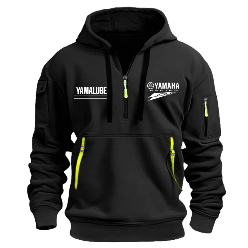 Yamaha Spring/Autumn Men's Hooded Sweater with Zipper and Multiple Pockets Crewneck Shirt Men's Outdoor Sports Leisure Hoodie