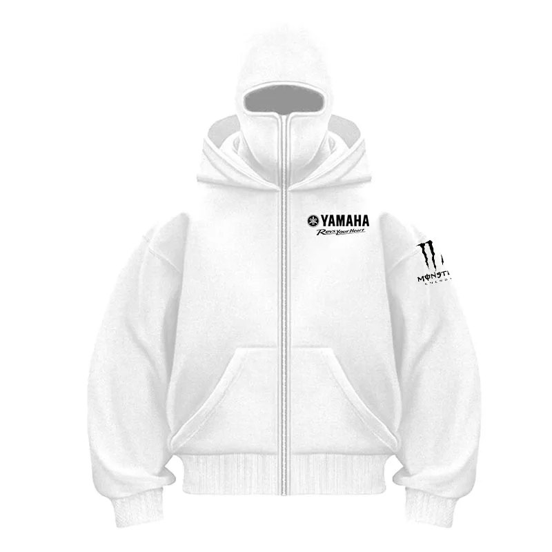 yamaha logo Printed Cotton Cycling Mask Zipper Hoodie Men and Women Autumn and Winter New Style Fashion Casual Retro Cycling Jer