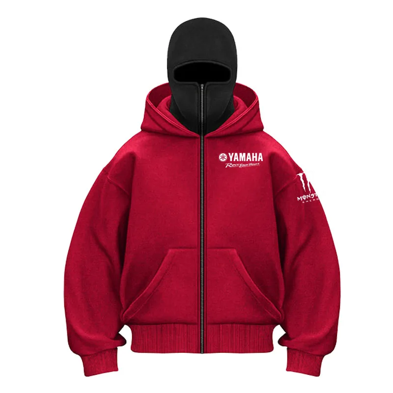 yamaha logo Printed Cotton Cycling Mask Zipper Hoodie Men and Women Autumn and Winter New Style Fashion Casual Retro Cycling Jer