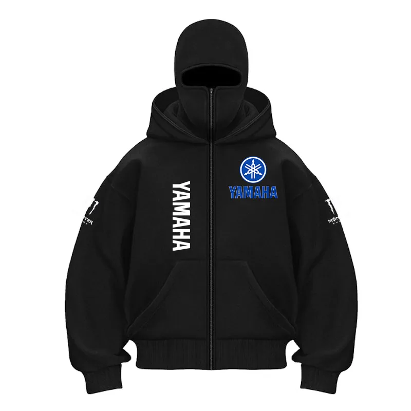 2026 yamaha logo Motorcycle Jacket Hoodie Logo Print Double Hood Masked Sweatshirt Pullover Motorcycle Jacket Fashion Men's Clot