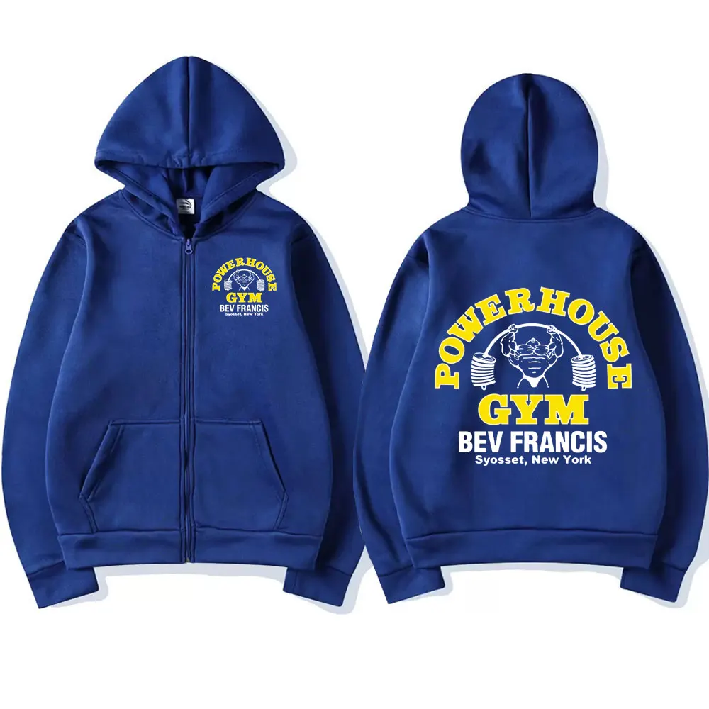 Powerhouse Gym Logo Zipper Hoodie Men's Women Fashion Gothic Geek Fitness Zip Up Jacket Hoodies Sweatshirts Oversized Streetwear