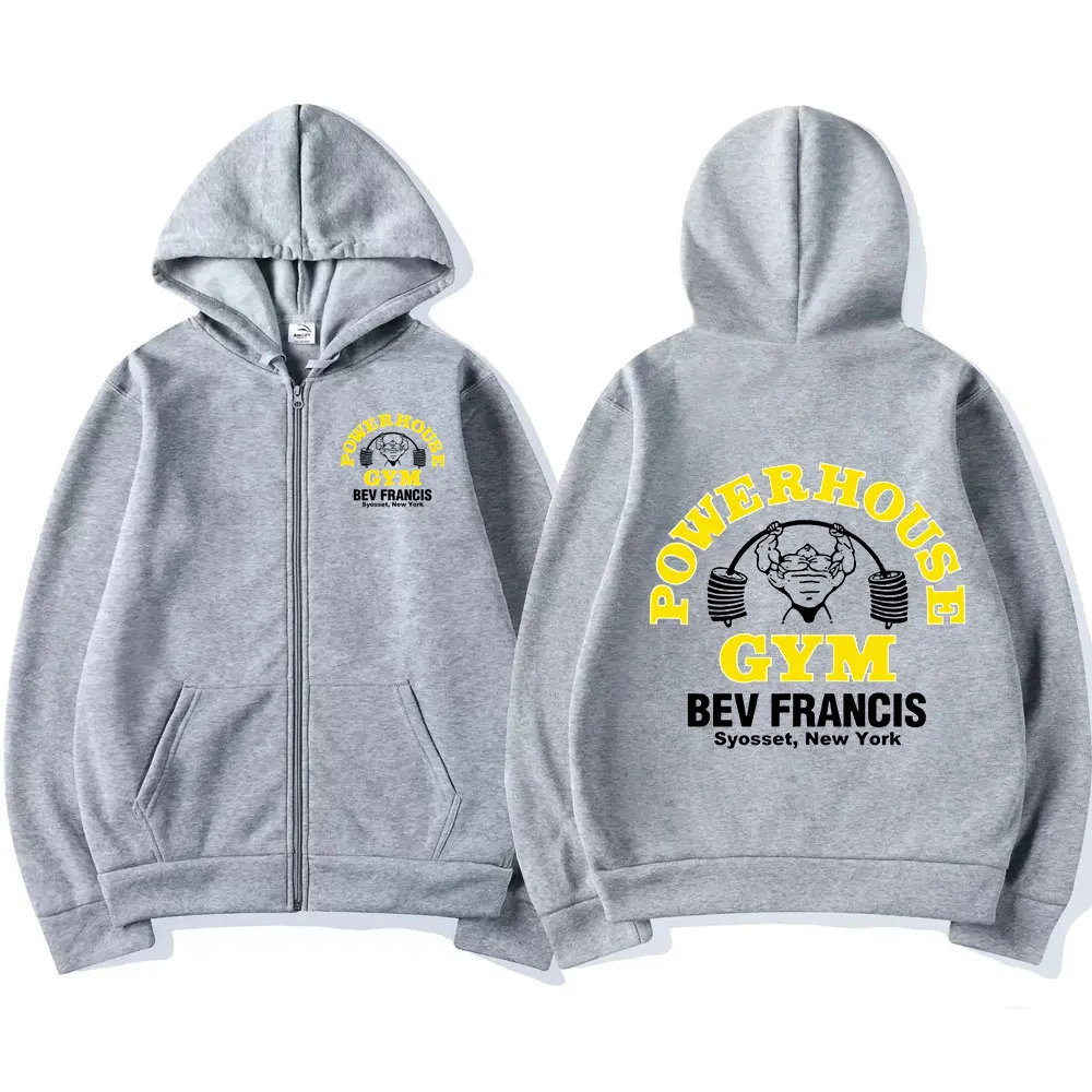 Powerhouse Gym Logo Zipper Hoodie Men's Women Fashion Gothic Geek Fitness Zip Up Jacket Hoodies Sweatshirts Oversized Streetwear