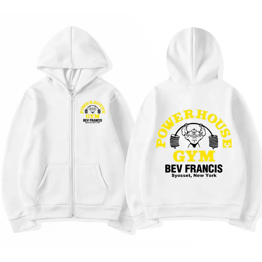 Powerhouse Gym Logo Zipper Hoodie Men's Women Fashion Gothic Geek Fitness Zip Up Jacket Hoodies Sweatshirts Oversized Streetwear
