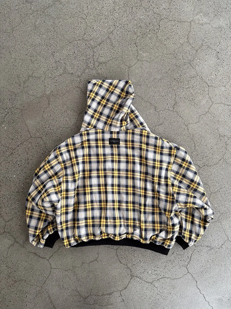 Casual Reversible Hoodies for Men Street Clothes Oversized Zip Up Hoodie Simple with Plaid Lining Solid Color Retro Sweatshirt