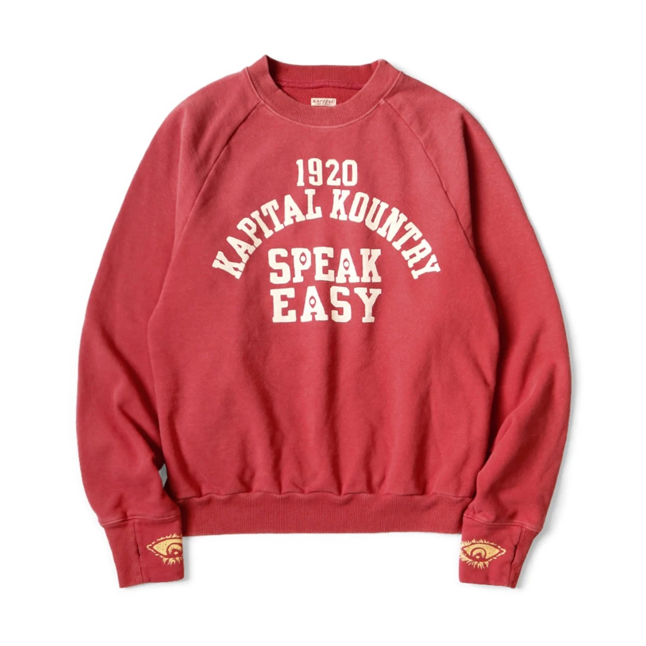 Men Vintage Letter Print Crewneck Sweatshirt Indigo Washed Distressed Raglan Sleeve Japanese Retro Casual Pullover Top
