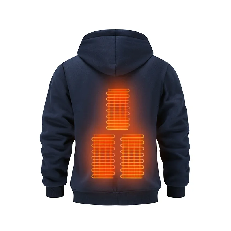 Mens USB Heated Hoodie Winter Electric Heating Sweatshirt Thermal Warm Clothing Outdoor Casual Charging Apparel