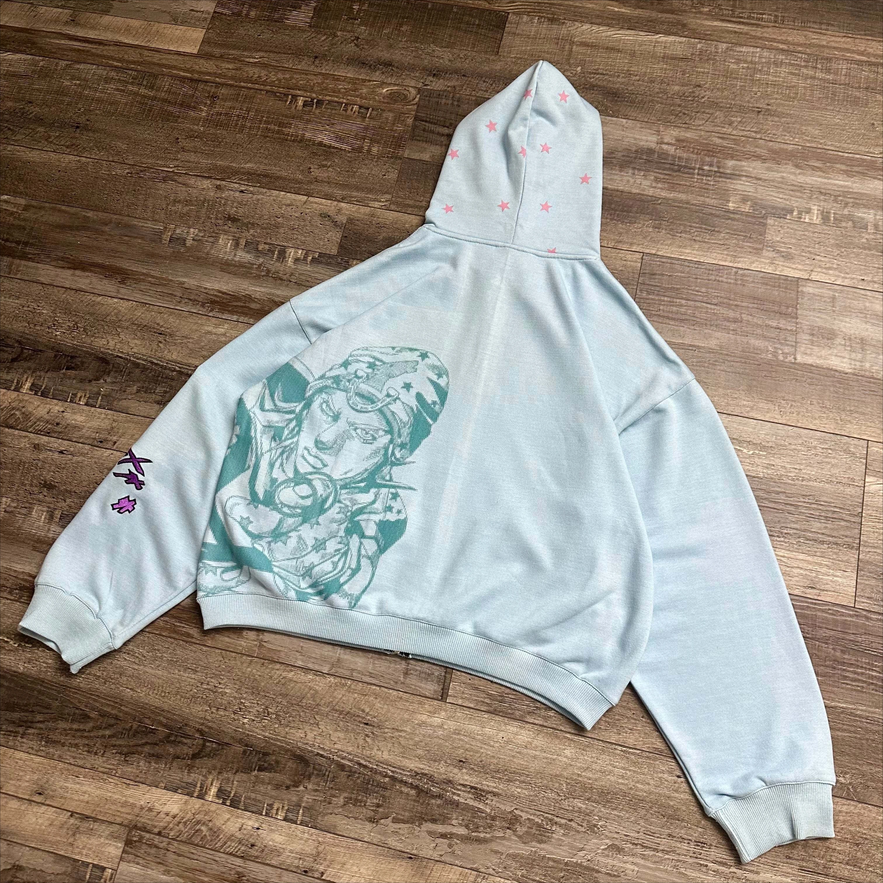 Harajuku Jojo Bizarre Adventure Hoodies Women Moody Blues Zip-Up Anime Hoodie Hip Hop Couples Y2k Street Sweatshirt Men Clothing