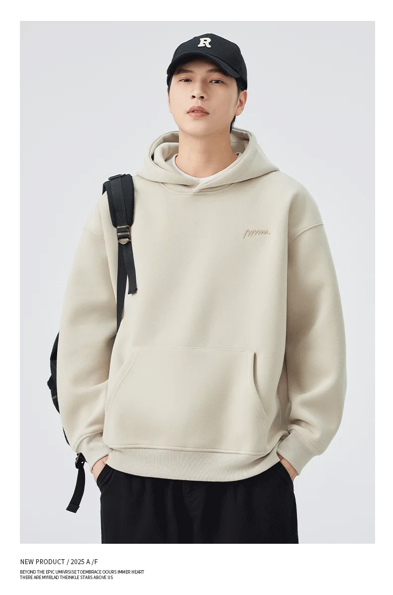 DUKEEN 420G Heavyweight Men's Hooded Sweatshirt Autumn and Winter Casual Trend Embroidered Loose Fit Pullover Men's Clothing