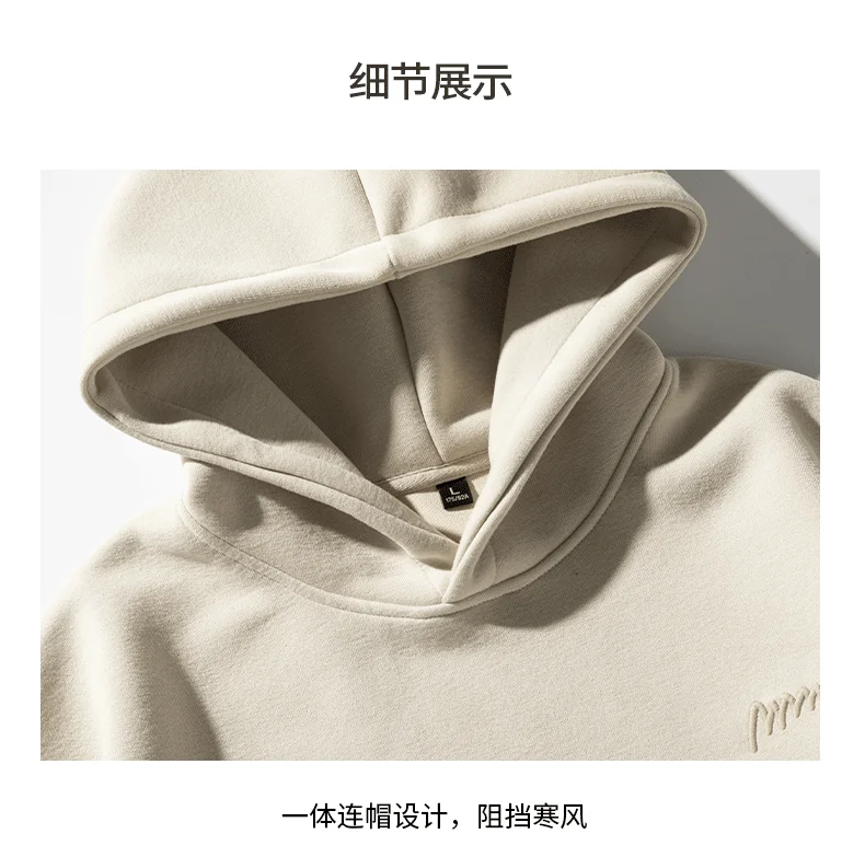 DUKEEN 420G Heavyweight Men's Hooded Sweatshirt Autumn and Winter Casual Trend Embroidered Loose Fit Pullover Men's Clothing