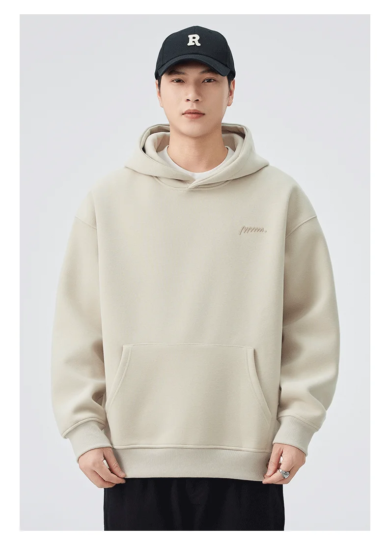 DUKEEN 420G Heavyweight Men's Hooded Sweatshirt Autumn and Winter Casual Trend Embroidered Loose Fit Pullover Men's Clothing