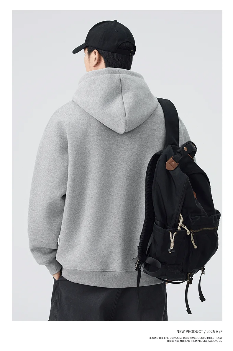 DUKEEN 420G Heavyweight Men's Hooded Sweatshirt Autumn and Winter Casual Trend Embroidered Loose Fit Pullover Men's Clothing